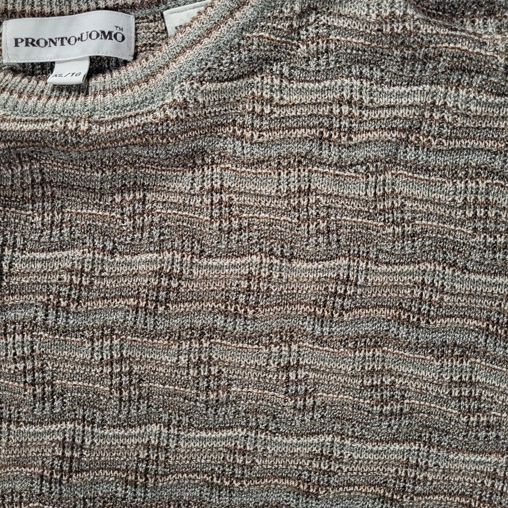 Pronto‎ Uomo Men's XL Crew Neck Knit Brown Sweater Made in Korea - Picture 3 of 9